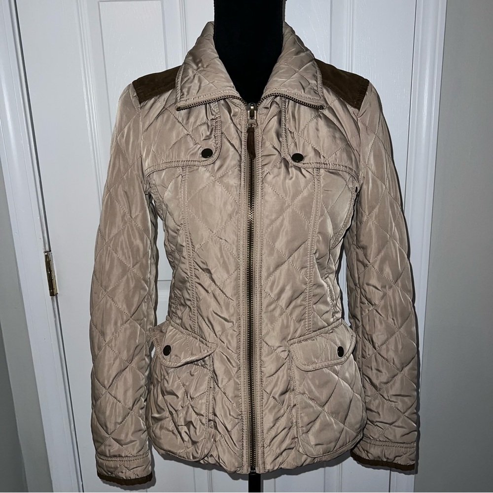 Zara quilted riding coat tan size S (outerwear, gorpcore, equestrian)